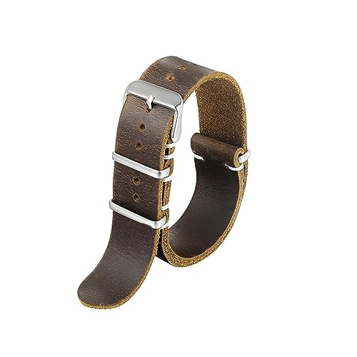 EDVENA Hochwertiges Echtlederarmband 18 Mm 20 Mm 22 Mm 24 Mm Braun Kaffee Schwarz Ersatzarmband For Herren (Color : Dark Coffee, Size : 20mm) von EDVENA