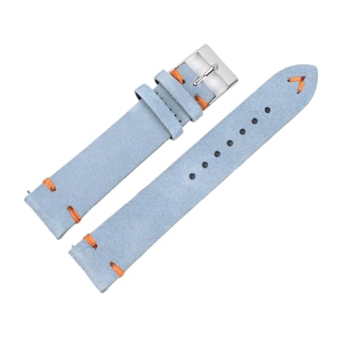 EDVENA Hochwertiges Wildleder Vintage Uhrenarmbänder Blau Uhrenarmbänder Ersatzband For Uhrenzubehör 18mm 20mm 22mm 24mm (Color : Blue-Orange Line, Size : 18mm) von EDVENA