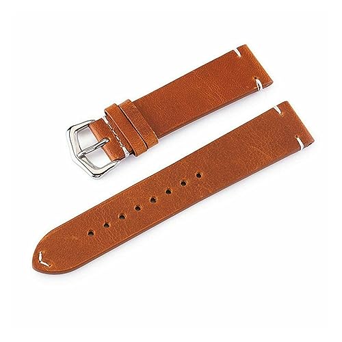 EDVENA Kalbsleder-Uhrenarmband 18 Mm 19 Mm 20 Mm 21 Mm 22 Mm 24 Mm Uhrenarmband Nähte Aus Echtem Leder Uhrenarmband Retro-Armband Mit Pins (Color : Brown, Size : 18mm) von EDVENA