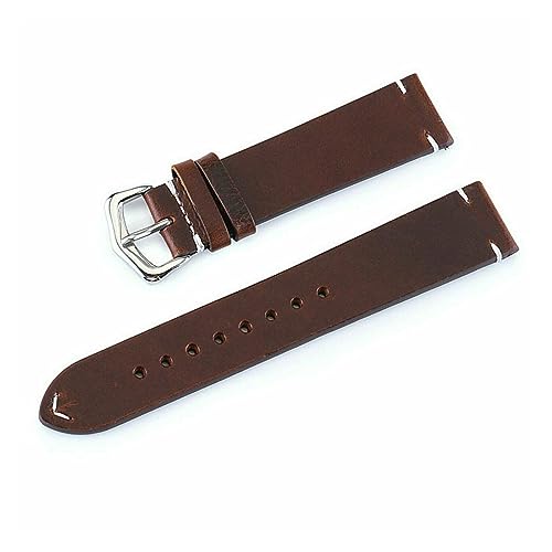 EDVENA Kalbsleder-Uhrenarmband 18 Mm 19 Mm 20 Mm 21 Mm 22 Mm 24 Mm Uhrenarmband Nähte Aus Echtem Leder Uhrenarmband Retro-Armband Mit Pins (Color : Coffee, Size : 24mm) von EDVENA