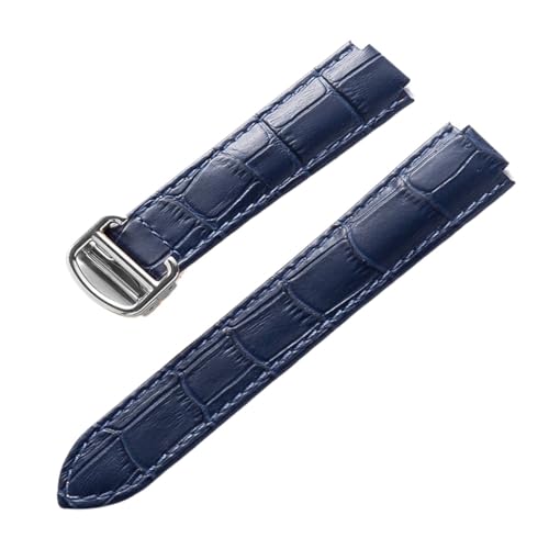 EDVENA Kompatibel Mit Cartier Blue Balloon Lederuhr Mit Herren- Und Damen-Kalbsleder-Faltband Groß, Mittel Und Klein (Color : Royal blue, Size : 16X8mm) von EDVENA