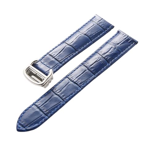 EDVENA Leder-Uhrenarmband, Erste Schicht, Rindsleder, Kompatibles Cartier Tank London-Uhrenarmband, Herren- Und Damenarmband-Zubehör (Color : Blue, Size : 20mm) von EDVENA