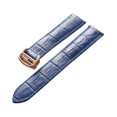 EDVENA Leder-Uhrenarmband, Erste Schicht, Rindsleder, Kompatibles Cartier Tank London-Uhrenarmband, Herren- Und Damenarmband-Zubehör (Color : Blue rose buckle, Size : 13mm) von EDVENA