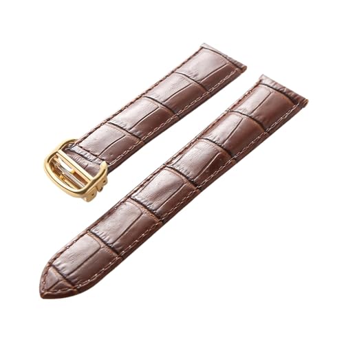 EDVENA Leder-Uhrenarmband, Erste Schicht, Rindsleder, Kompatibles Cartier Tank London-Uhrenarmband, Herren- Und Damenarmband-Zubehör (Color : Brown gold buckle, Size : 17mm) von EDVENA