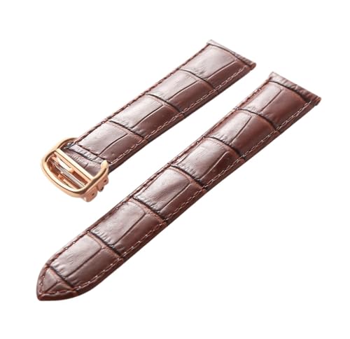 EDVENA Leder-Uhrenarmband, Erste Schicht, Rindsleder, Kompatibles Cartier Tank London-Uhrenarmband, Herren- Und Damenarmband-Zubehör (Color : Brown rose buckle, Size : 22mm) von EDVENA