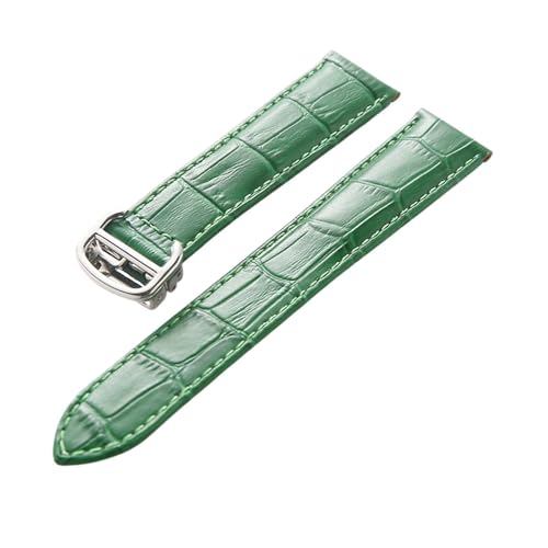 EDVENA Leder-Uhrenarmband, Erste Schicht, Rindsleder, Kompatibles Cartier Tank London-Uhrenarmband, Herren- Und Damenarmband-Zubehör (Color : Green, Size : 15mm) von EDVENA