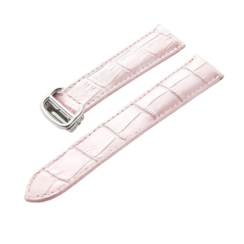 EDVENA Leder-Uhrenarmband, Erste Schicht, Rindsleder, Kompatibles Cartier Tank London-Uhrenarmband, Herren- Und Damenarmband-Zubehör (Color : Pink, Size : 18mm) von EDVENA