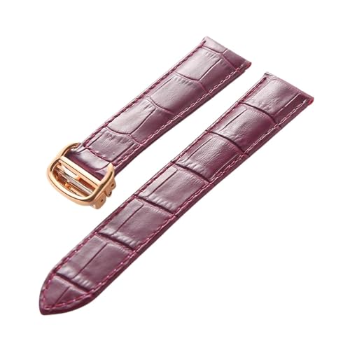 EDVENA Leder-Uhrenarmband, Erste Schicht, Rindsleder, Kompatibles Cartier Tank London-Uhrenarmband, Herren- Und Damenarmband-Zubehör (Color : Purple gold buckle, Size : 16mm) von EDVENA