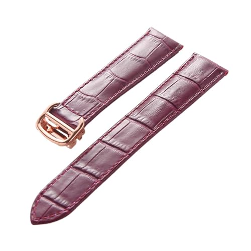 EDVENA Leder-Uhrenarmband, Erste Schicht, Rindsleder, Kompatibles Cartier Tank London-Uhrenarmband, Herren- Und Damenarmband-Zubehör (Color : Purple rose buckle, Size : 13mm) von EDVENA