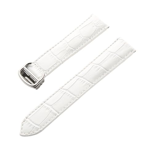 EDVENA Leder-Uhrenarmband, Erste Schicht, Rindsleder, Kompatibles Cartier Tank London-Uhrenarmband, Herren- Und Damenarmband-Zubehör (Color : White, Size : 16mm) von EDVENA