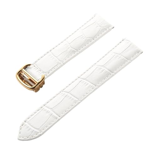 EDVENA Leder-Uhrenarmband, Erste Schicht, Rindsleder, Kompatibles Cartier Tank London-Uhrenarmband, Herren- Und Damenarmband-Zubehör (Color : White gold buckle, Size : 13mm) von EDVENA