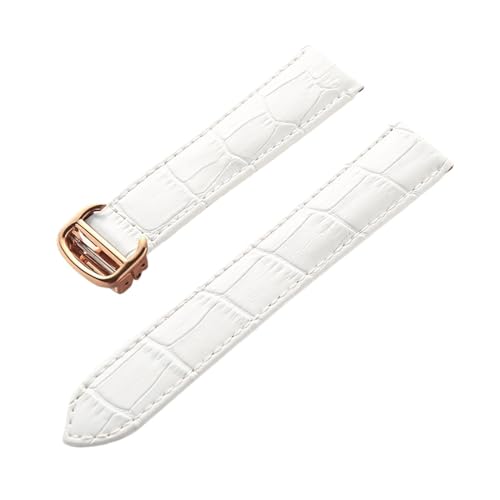 EDVENA Leder-Uhrenarmband, Erste Schicht, Rindsleder, Kompatibles Cartier Tank London-Uhrenarmband, Herren- Und Damenarmband-Zubehör (Color : White rose buckle, Size : 20mm) von EDVENA