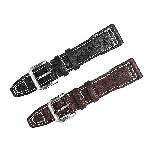 EDVENA Leder-Uhrenarmband, Kompatibel Mit IWC Herren, Weiches Echtleder-Uhrenarmband, 20 Mm, 21 Mm, Schwarz, Braun (Color : Dark Brown, Size : 20mm) von EDVENA