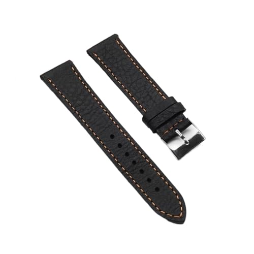 EDVENA Leder Uhrenarmband 18mm 20mm 22mm 24mm Schwarz Blau Grün Kaffee Uhrenarmband Schnellverschluss Uhrenarmbänder Ersatz (Color : Black orange, Size : 24mm) von EDVENA