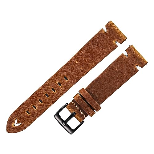 EDVENA Leder-Uhrenarmband Retro 18mm 20mm 22mm Ölwachs-Leder-Uhrenarmband Italienisches Schnellverschluss-braunes Rindsleder-Uhrenarmband Handgefertigt (Color : Light Brown-black, Size : 22mm) von EDVENA