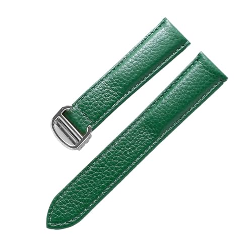 EDVENA Lederarmband Lychee-Muster, Weiches Leder-Uhrenarmband, Ersatz, Kompatibel Mit Cartier Tank Herren- Und Damenarmband (Color : Green, Size : 18mm) von EDVENA