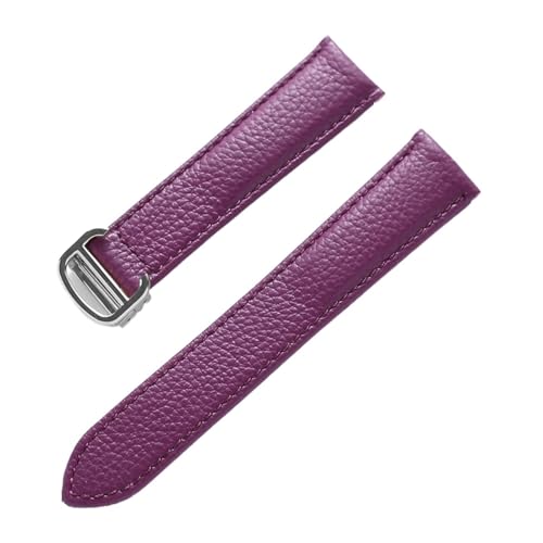 EDVENA Lederarmband Lychee-Muster, Weiches Leder-Uhrenarmband, Ersatz, Kompatibel Mit Cartier Tank Herren- Und Damenarmband (Color : Purple, Size : 17mm) von EDVENA