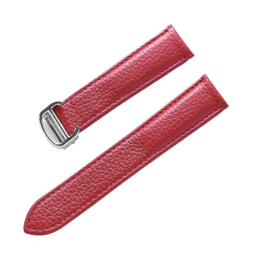 EDVENA Lederarmband Lychee-Muster, Weiches Leder-Uhrenarmband, Ersatz, Kompatibel Mit Cartier Tank Herren- Und Damenarmband (Color : Red, Size : 18mm) von EDVENA