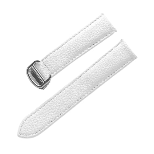 EDVENA Lederarmband Lychee-Muster, Weiches Leder-Uhrenarmband, Ersatz, Kompatibel Mit Cartier Tank Herren- Und Damenarmband (Color : White, Size : 14mm) von EDVENA