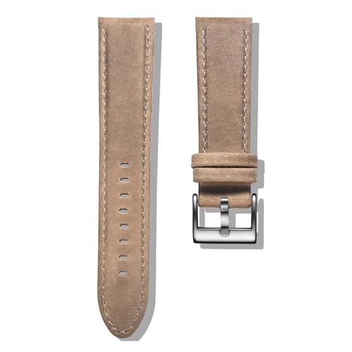 EDVENA Lederbandarmband Mit Schnellverschluss Grünes Kalbsersatzband For Damen Und Herren 18 20mm 22mm(Color:Khaki,Size:18mm) von EDVENA