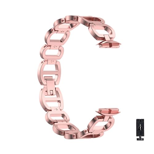 EDVENA Mode Diamond Strap Kompatibel mit Fitbit Luxe Smart Uhrenband Edelstahl Frauen Damen Armband Rose Rosa Armband Zubehör Neu (Color : Pink) von EDVENA
