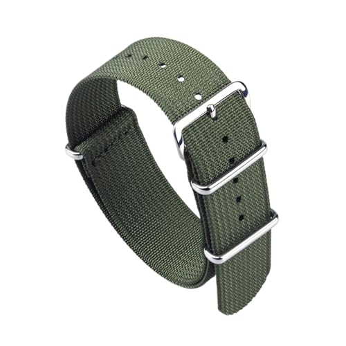 EDVENA Neues Geripptes Uhrenarmband 18 Mm 20 Mm 22 Mm Nylon-Uhrenarmbänder Stoffarmband Zubehör Uhrenarmband (Color : ARMY GREEN, Size : 20mm) von EDVENA