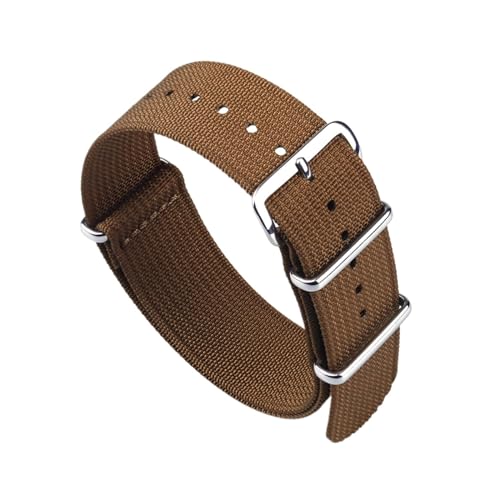 EDVENA Neues Geripptes Uhrenarmband 18 Mm 20 Mm 22 Mm Nylon-Uhrenarmbänder Stoffarmband Zubehör Uhrenarmband (Color : BROWN, Size : 20mm) von EDVENA