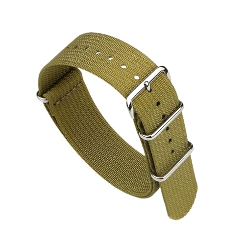 EDVENA Neues Geripptes Uhrenarmband 18 Mm 20 Mm 22 Mm Nylon-Uhrenarmbänder Stoffarmband Zubehör Uhrenarmband (Color : KHAKI, Size : 18mm) von EDVENA