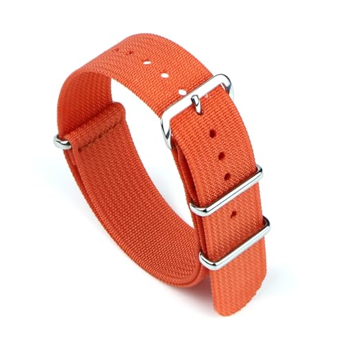 EDVENA Neues Geripptes Uhrenarmband 18 Mm 20 Mm 22 Mm Nylon-Uhrenarmbänder Stoffarmband Zubehör Uhrenarmband (Color : ORANGE, Size : 20mm) von EDVENA