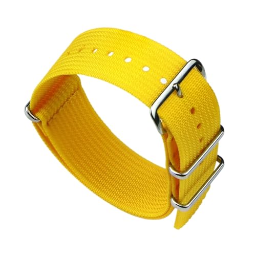 EDVENA Neues Geripptes Uhrenarmband 18 Mm 20 Mm 22 Mm Nylon-Uhrenarmbänder Stoffarmband Zubehör Uhrenarmband (Color : YELLOW, Size : 20mm) von EDVENA