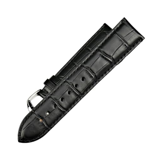 EDVENA Neues Uhrenarmband 18 19 20 22 24mm Uhrenarmband Echtes Leder Uhrenarmband Schwarz Uhrenarmband Uhrenzubehör Kompatibel Mit Tissot (Color : Black, Size : 21mm) von EDVENA