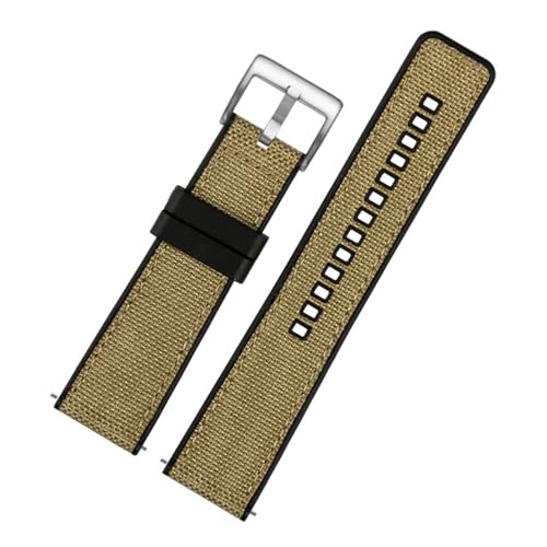 EDVENA Nylon Canvas Rubber Watch Strap Herren Silikon Bottom Wasserdicht Butterfly Buckle Wrist Band Armband Zubehör 20mm 22mm 24mm (Color : Khaki 01, Size : 24mm) von EDVENA