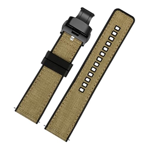 EDVENA Nylon Canvas Rubber Watch Strap Herren Silikon Bottom Wasserdicht Butterfly Buckle Wrist Band Armband Zubehör 20mm 22mm 24mm (Color : Khaki 04, Size : 22mm) von EDVENA