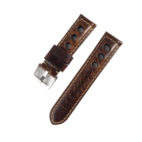 EDVENA Retro-Uhrenarmband, 20 mm, 22 mm, 24 mm, echtes Leder, Uhrenarmbänder for Herren und Damen, Armbanduhrenzubehör, kompatibel mit Samsung Galaxy Active(Color:Dark Brown S,Size:22mm) von EDVENA