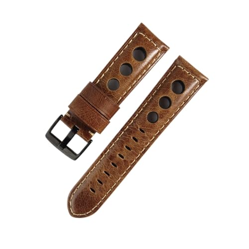 EDVENA Retro-Uhrenarmband, 20 mm, 22 mm, 24 mm, echtes Leder, Uhrenarmbänder for Herren und Damen, Armbanduhrenzubehör, kompatibel mit Samsung Galaxy Active(Color:Light Brown B,Size:24mm) von EDVENA