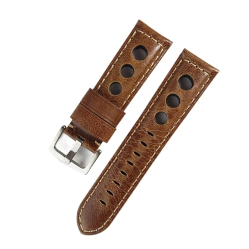 EDVENA Retro-Uhrenarmband, 20 mm, 22 mm, 24 mm, echtes Leder, Uhrenarmbänder for Herren und Damen, Armbanduhrenzubehör, kompatibel mit Samsung Galaxy Active(Color:Light Brown S,Size:20mm) von EDVENA