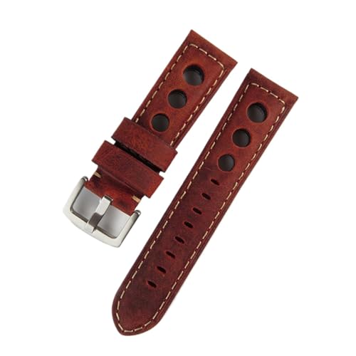 EDVENA Retro-Uhrenarmband, 20 mm, 22 mm, 24 mm, echtes Leder, Uhrenarmbänder for Herren und Damen, Armbanduhrenzubehör, kompatibel mit Samsung Galaxy Active(Color:Red Brown S,Size:20mm) von EDVENA