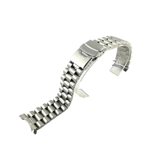 EDVENA Solides 316L Edelstahlarmband 18 19 20 21 22 23 24 26 28 30 Mm Gebogenes Ende Uhrenarmband Ersatzarmband Armband (Color : 3beads Silver, Size : 19mm) von EDVENA