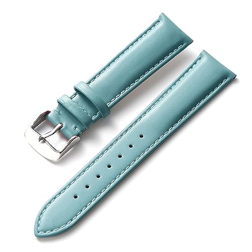 EDVENA Uhren-Lederarmband for Herren und Damen, Business-Armband, Rot, Braun, Blau, 14 mm, 16 mm, 18 mm, 20 mm, 22 mm, 24 mm, Leder-Uhrenzubehör (Color : Light blue, Size : 13mm) von EDVENA