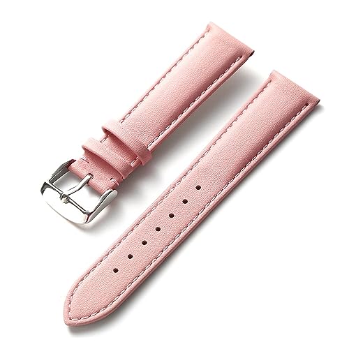 EDVENA Uhren-Lederarmband for Herren und Damen, Business-Armband, Rot, Braun, Blau, 14 mm, 16 mm, 18 mm, 20 mm, 22 mm, 24 mm, Leder-Uhrenzubehör (Color : Pink, Size : 13mm) von EDVENA