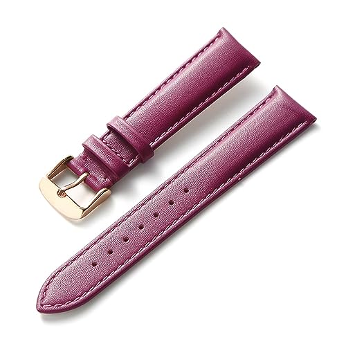 EDVENA Uhren-Lederarmband for Herren und Damen, Business-Armband, Rot, Braun, Blau, 14 mm, 16 mm, 18 mm, 20 mm, 22 mm, 24 mm, Leder-Uhrenzubehör (Color : Purple rose, Size : 13mm) von EDVENA