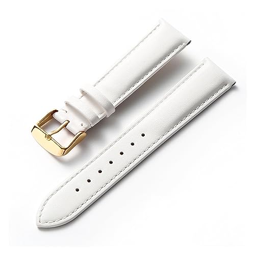 EDVENA Uhren-Lederarmband for Herren und Damen, Business-Armband, Rot, Braun, Blau, 14 mm, 16 mm, 18 mm, 20 mm, 22 mm, 24 mm, Leder-Uhrenzubehör (Color : White gold buckle, Size : 13mm) von EDVENA