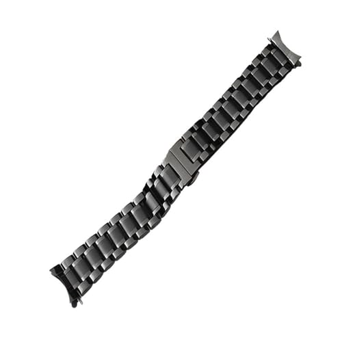 EDVENA Uhrenarmband 12 14 15 16 17 18 19 20 21mm 22mm 23mm 24mm Edelstahl uhrarmband gekrümmt Ende Schmetterling Schnalle Strap Armband (Color : Black, Size : 12mm) von EDVENA