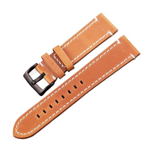 EDVENA Uhrenarmband Aus Echtem Leder, Handbuch, Männer, Dick, 7 Farben, 18 Mm, 20 Mm, 22 Mm, 24 Mm, Uhrenarmbänder, Edelstahlschnalle, Zubehör (Color : Brown Black Buckle, Size : 18mm) von EDVENA