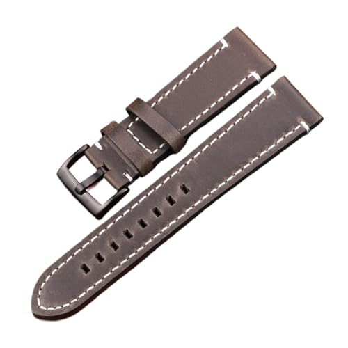 EDVENA Uhrenarmband Aus Echtem Leder, Handbuch, Männer, Dick, 7 Farben, 18 Mm, 20 Mm, 22 Mm, 24 Mm, Uhrenarmbänder, Edelstahlschnalle, Zubehör (Color : Green Black Buckle, Size : 20mm) von EDVENA