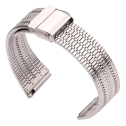 EDVENA Uhrenarmband Aus Edelstahl, 20 Mm, 22 Mm, Atmungsaktiv, Damen, Herren, Uhrenarmbänder, Schnellverschluss, Federstegband, Zubehör (Color : Silver, Size : 20mm) von EDVENA