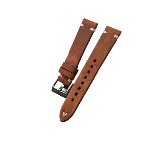 EDVENA Uhrenarmband Mit Schnellverschluss, Vintage-Uhrenarmband Aus Echtem Leder For Männer Und Frauen, 19 Mm, 20 Mm, 22 Mm, 24 Mm, Ersatz-Uhrenzubehör(Color:Brown,Size:24mm) von EDVENA