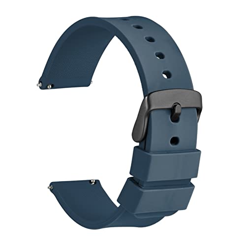 EDVENA Uhrenband 14mm 18mm 20mm 22mm 24mm Silikon Sport Watch Strap Herren Frauen Replementband Gummi Armband Edelstahlschnalle (Color : Dark Blue, Size : 20mm) von EDVENA