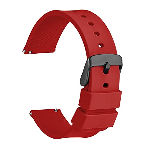 EDVENA Uhrenband 14mm 18mm 20mm 22mm 24mm Silikon Sport Watch Strap Herren Frauen Replementband Gummi Armband Edelstahlschnalle (Color : Red, Size : 14mm) von EDVENA