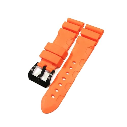 EDVENA Uhrenband mit Panerai kompatibel Taucher Pam 441 359 Weiche Silikonkautschuk 24mm 26mm Männer Uhrenarmbanduhr Zubehör Uhr Armband (Color : Orange-Black Buckle, Size : 26mm) von EDVENA